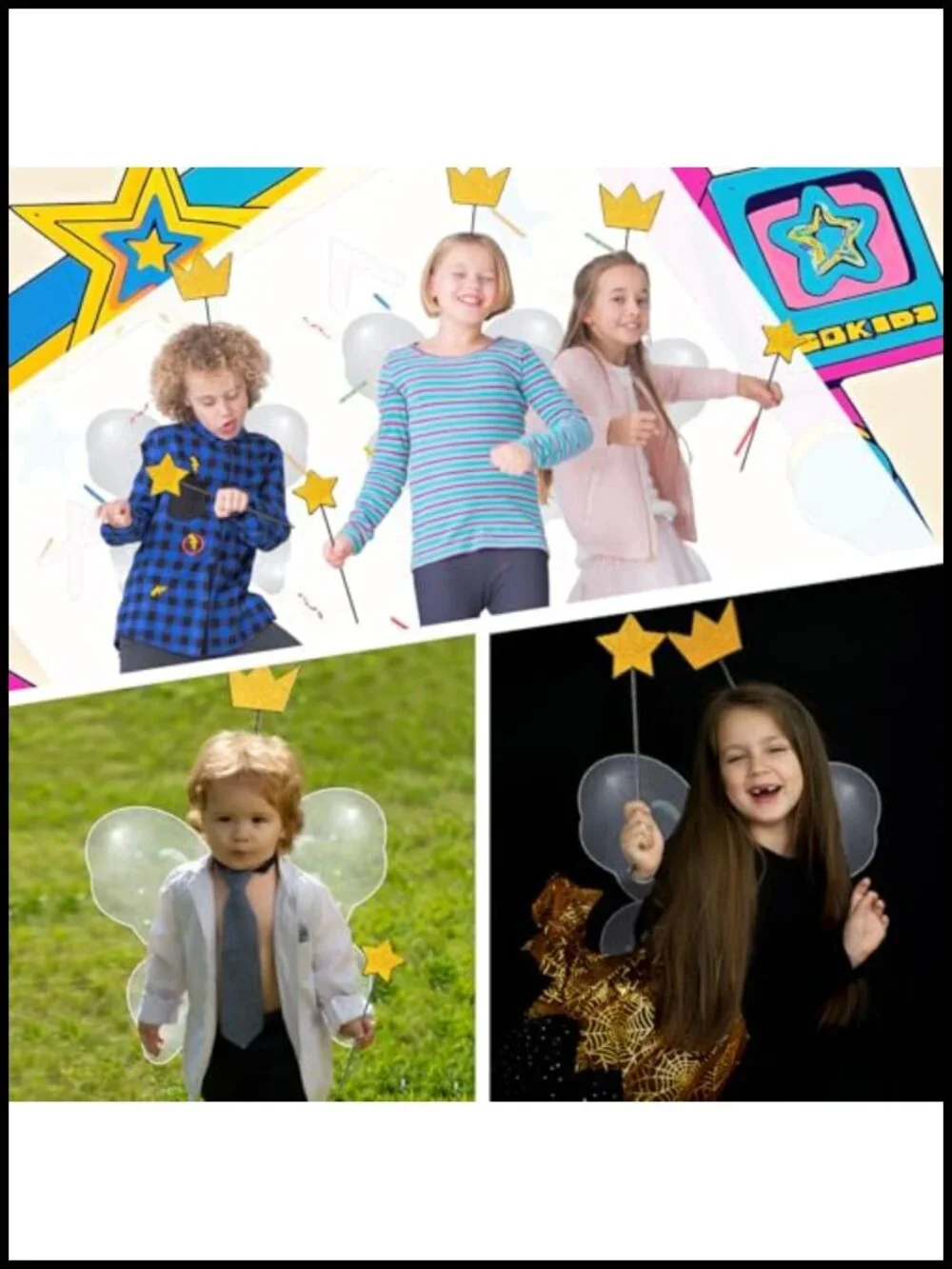 Fairy Costume Set Butterfly Wings Star Wand Crown for Girls Halloween Cosplay